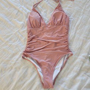 Light Pink one piece holster string bathing suit